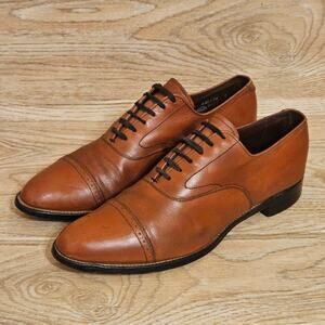 Stacy Adams Madison Oak Brown Leather Dress Shoes Oxford Cap Toe Mens Size 9.5 D